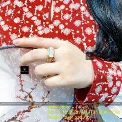Nhẫn Phỉ thuý băng ngọc bông tuyết, vàng 18k - Hình ảnh 6