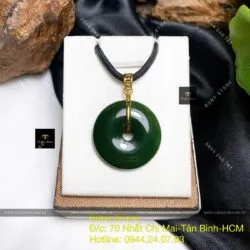 Mặt đồng điếu ngọc bích Canada xanh đậm, vàng 18k - Ảnh 4