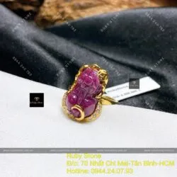 Nhẫn tỳ hưu Ruby Nam Phi, vàng 18k - Ảnh 3