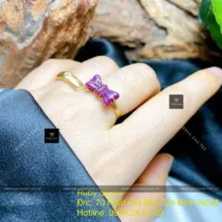 Nhẫn nơ Ruby Nam Phi, vàng 18k