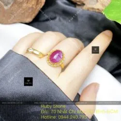 Nhẫn oval Ruby Nam Phi, vàng 18k - Hình ảnh 3