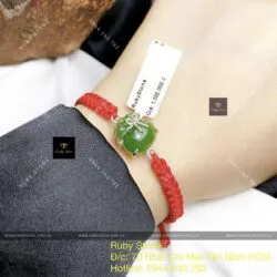 Lắc tay túi tiền Ngọc bích bọc bạc - Hình ảnh 2