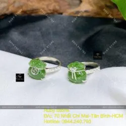 Nhẫn túi tiền Ngọc bích xanh lá, bạc 925 - Hình ảnh 7