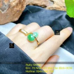 Nhẫn hồ lô ngọc Phỉ thuý, vàng 18k - Ảnh 5