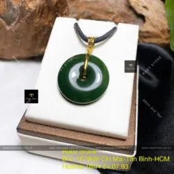 Mặt đồng điếu ngọc bích Canada xanh đậm, vàng 18k - Ảnh 5