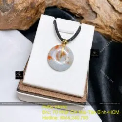 Mặt đồng điếu ngọc Cẩm thạch huyết, vàng 18k - Ảnh 2