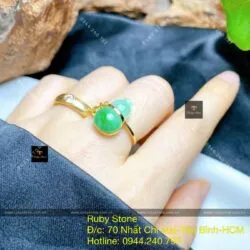 Nhẫn hồ lô ngọc Phỉ thuý, vàng 18k