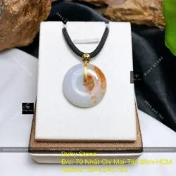 Mặt đồng điếu ngọc Cẩm thạch huyết, vàng 18k