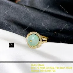 Nhẫn trái châu ngọc Cẩm thạch, vàng 18k - Ảnh 5