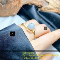 Nhẫn trái châu Bạch ngọc, vàng 18k - Hình ảnh 4