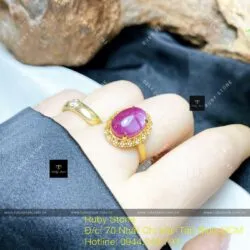 Nhẫn oval Ruby Nam Phi, vàng 18k - Hình ảnh 4