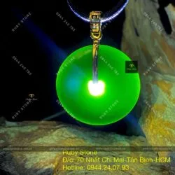 Mặt đồng điếu ngọc bích Canada xanh đậm, vàng 18k - Ảnh 3