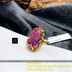 Nhẫn tỳ hưu Ruby Nam Phi, vàng 18k - Ảnh 2