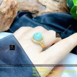 Nhẫn trái châu ngọc Cẩm thạch, vàng 18k - Ảnh 3
