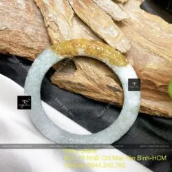 Vòng bản liền ngọc Cẩm thạch huyết, chạm hoa văn - Ảnh 3