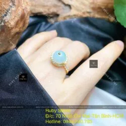 Nhẫn trái châu ngọc Cẩm thạch xanh lý, vàng 18k - Hình ảnh 7