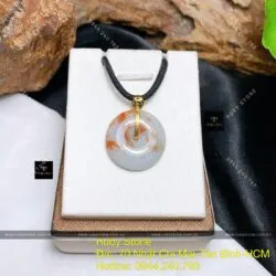 Mặt đồng điếu ngọc Cẩm thạch huyết, vàng 18k - Ảnh 4