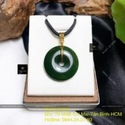 Mặt đồng điếu ngọc bích Canada xanh đậm, vàng 18k