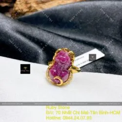 Nhẫn tỳ hưu Ruby Nam Phi, vàng 18k - Ảnh 4