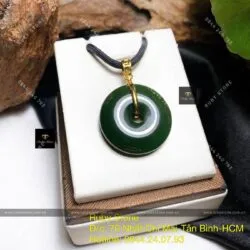 Mặt đồng điếu ngọc bích Canada xanh đậm, vàng 18k - Ảnh 6