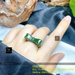 Nhẫn nơ Ngọc bích Canada nguyên khối (gia công theo ni tay) - Ảnh 6