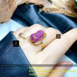 Nhẫn tỳ hưu Ruby Nam Phi, vàng 18k - Ảnh 5