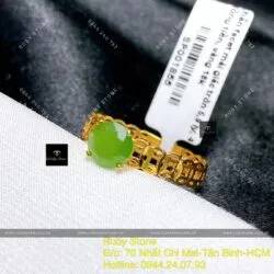 Nhẫn ngọc bích kim tiền, vàng 18k - Hình ảnh 4