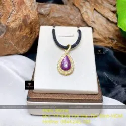 Mặt dây chuyền Ruby giọt nước, vàng 18k - Hình ảnh 2