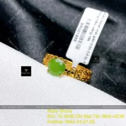 Nhẫn ngọc bích kim tiền, vàng 18k