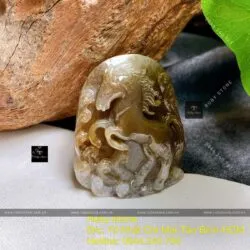Mặt dây chuyền Ngọc bích Nga chạm Lộc Mã, KT 40mm - Hình ảnh 7