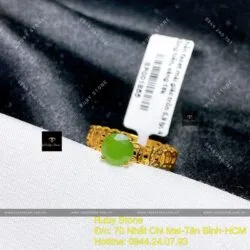 Nhẫn ngọc bích kim tiền, vàng 18k - Hình ảnh 6