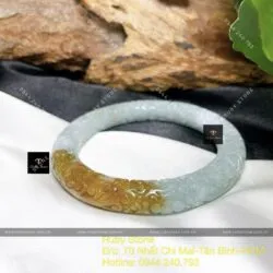 Vòng bản liền ngọc Cẩm thạch huyết, chạm hoa văn - Ảnh 6