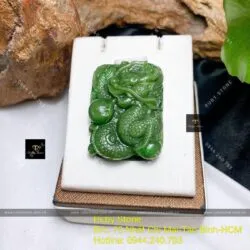 Mặt dây chuyền Rồng Ngọc Bích Canada chạm tay tinh xảo, KT 45mm - Ảnh 5