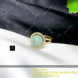 Nhẫn trái châu ngọc Cẩm thạch, vàng 18k - Ảnh 6