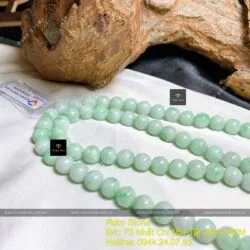 Chuỗi cổ ngọc Cẩm thạch xanh lý táo 9,3 ly - Ảnh 2