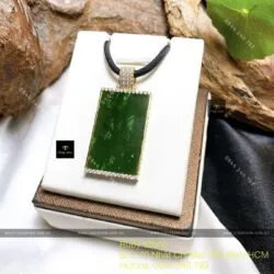 Mặt dây hình chữ nhật ngọc bích Canada, KT 36mm, vàng 18k - Hình ảnh 6
