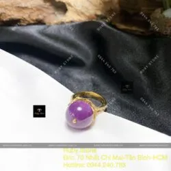 Nhẫn trái châu Ruby sao thiên nhiên Guinea, vàng 18k - Hình ảnh 4