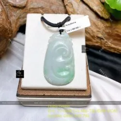 Mặt dây chuyền ngọc bội như ý xanh lý, KT 46mm