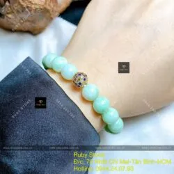 Vòng chuỗi tay ngọc Cẩm thạch xanh lý táo 9,3 ly - Hình ảnh 5