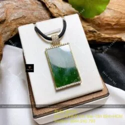 Mặt dây hình chữ nhật ngọc bích Canada, KT 36mm, vàng 18k - Hình ảnh 4