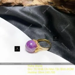Nhẫn trái châu Ruby sao thiên nhiên Guinea, vàng 18k - Hình ảnh 9