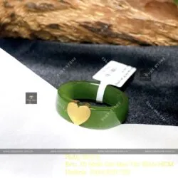 Nhẫn trái tim ngọc bích Canada, vàng 18k - Hình ảnh 3