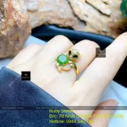 Nhẫn hồ ly Ngọc bích Canada, vàng 18k - Hình ảnh 6