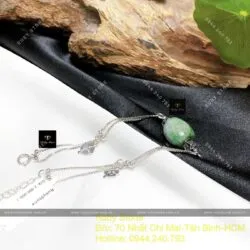 Lắc tay lu thống ngọc Cẩm thạch xanh lý táo, bạc 925 - Hình ảnh 3