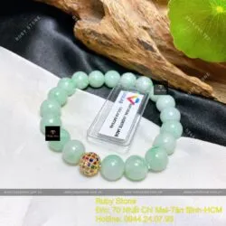 Vòng chuỗi tay ngọc Cẩm thạch xanh lý táo 9,3 ly - Hình ảnh 4