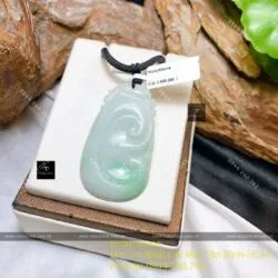 Mặt dây chuyền ngọc bội như ý xanh lý, KT 46mm