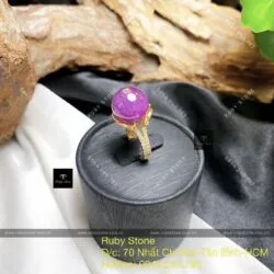 Nhẫn trái châu Ruby sao thiên nhiên Guinea, vàng 18k - Hình ảnh 2