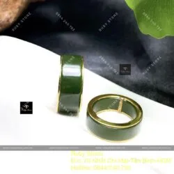 Nhẫn cặp ngọc bích Canada xanh đậm, vàng 18k - Ảnh 9