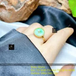 Nhẫn đồng điếu Cẩm thạch xanh lý táo, vàng 18k - Hình ảnh 2