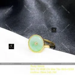 Nhẫn đồng điếu Cẩm thạch xanh lý táo, vàng 18k - Hình ảnh 5